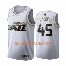 Maillot NBA Utah Jazz Donovan Mitchell 45 Nike 2019-20 Blanc Golden Edition Swingman - Homme